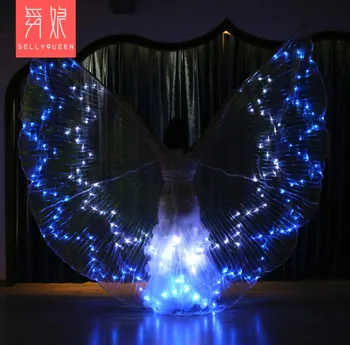 2021 classic 5 colors women professional performance outfit Belly dance flashing LED isis wings