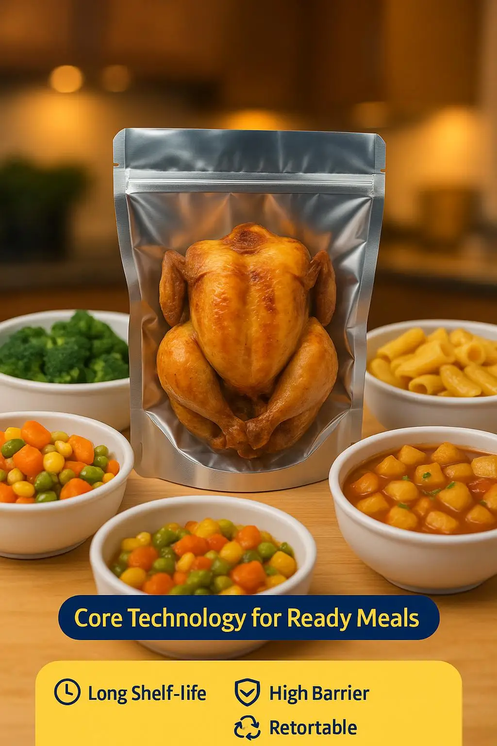 Custom Printed PE Moisture Proof High-Temperature Stand Retort Pouch Zipper Top for Instant Soup Salad Cakes Cooking Food - detail 6