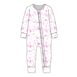 Valentine's Day Custom Print Best Seller Bamboo Zipper Custom Kids Jumpsuit Breathable Soft Stretchy Organic Pajamas Zippy Foote