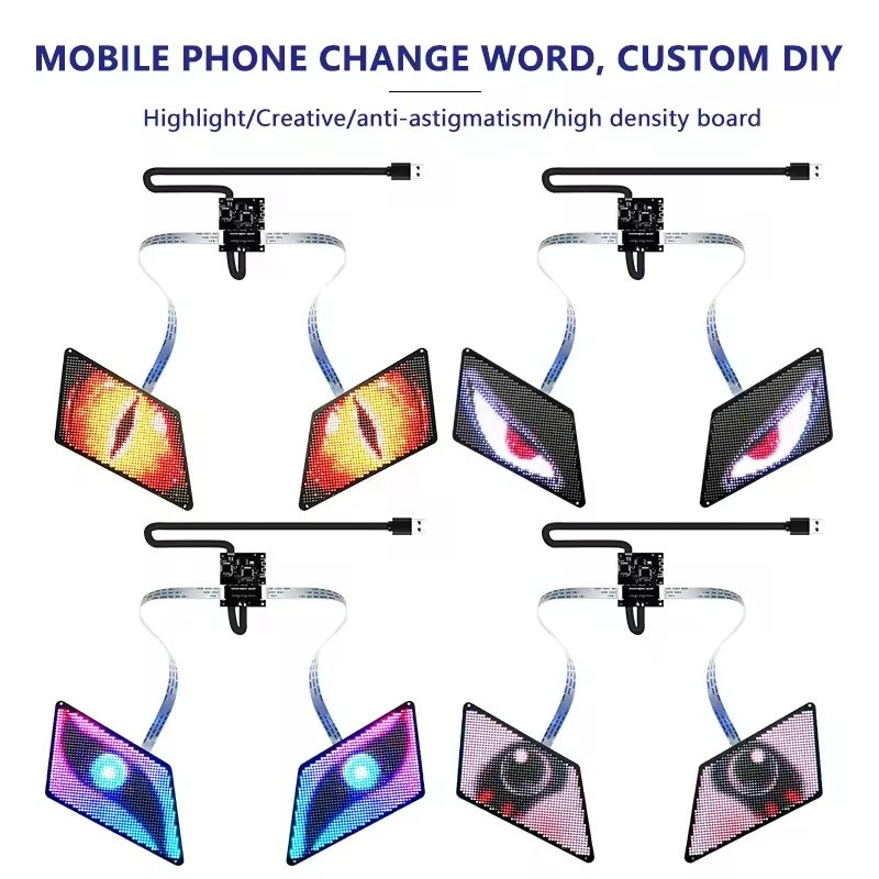 LED Display Car Headlight  Phone Programmable LED Eye Screen  Chinese Wholesale RGB Controlled Back Pack Led Screen