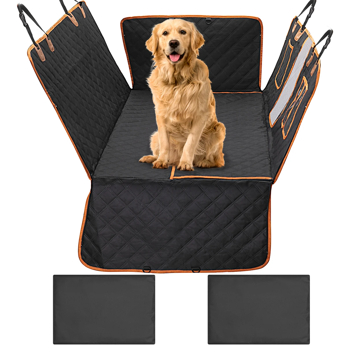 product new waterproof  8 pcs hard bottom car backseat mat cover car pet accessories seat cover for dogs pet car hammock-59