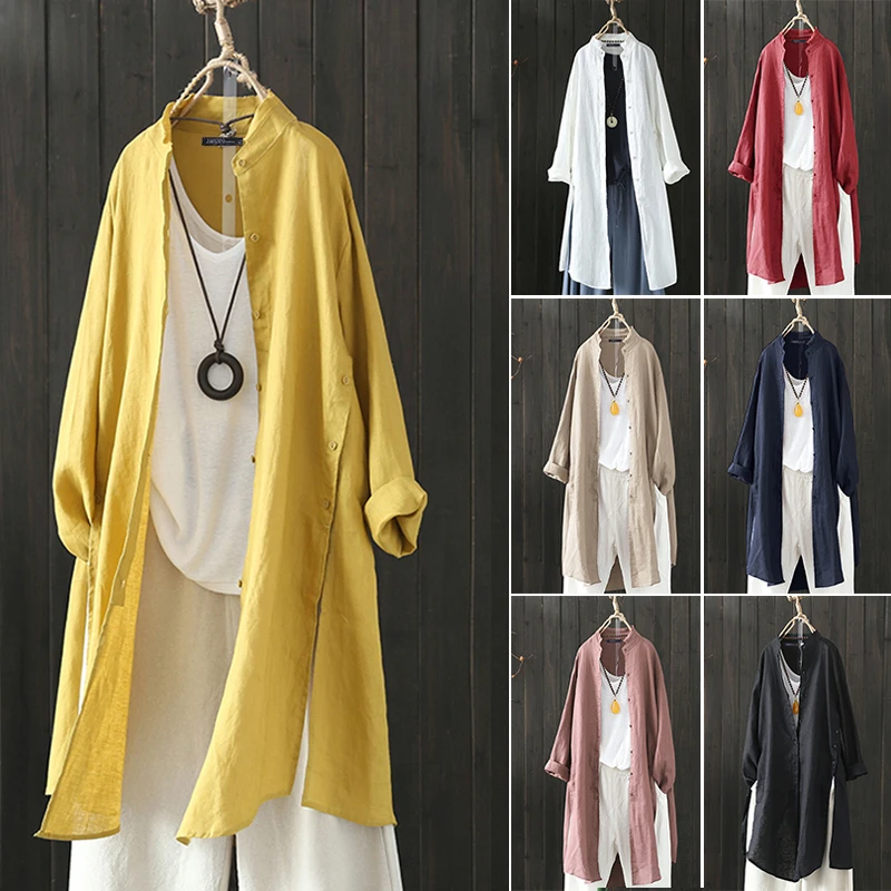2022 Autumn Solid Long Shirt Women 