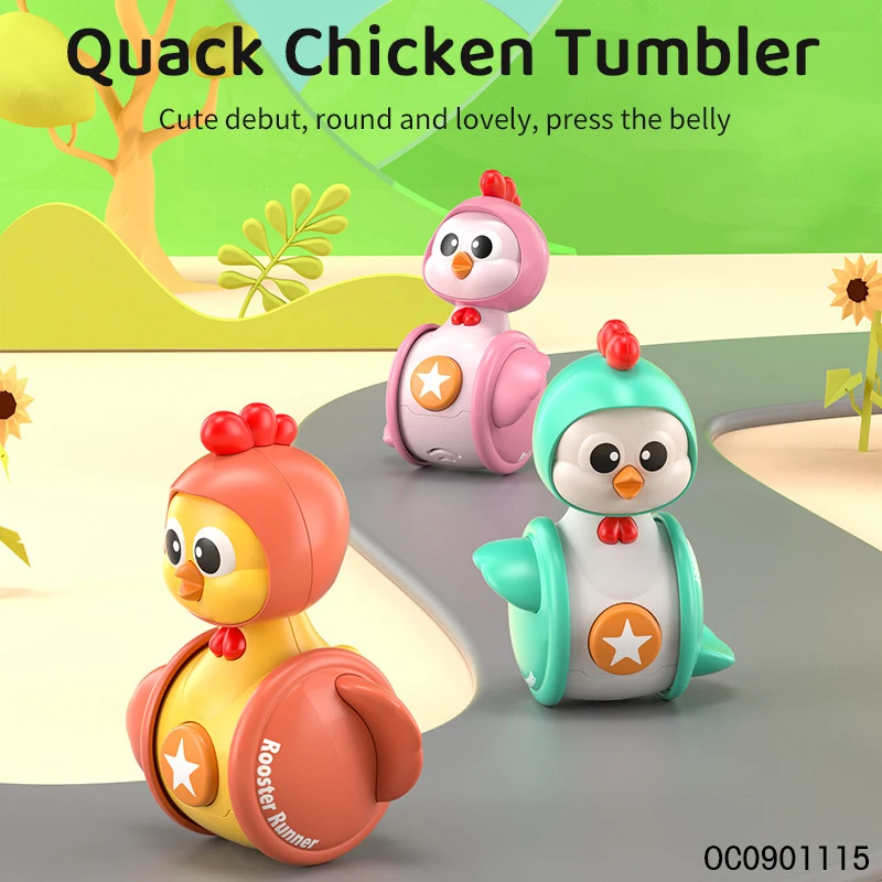12pcs chicken tumbler roly poly car cartoon sensory educational toys for babies