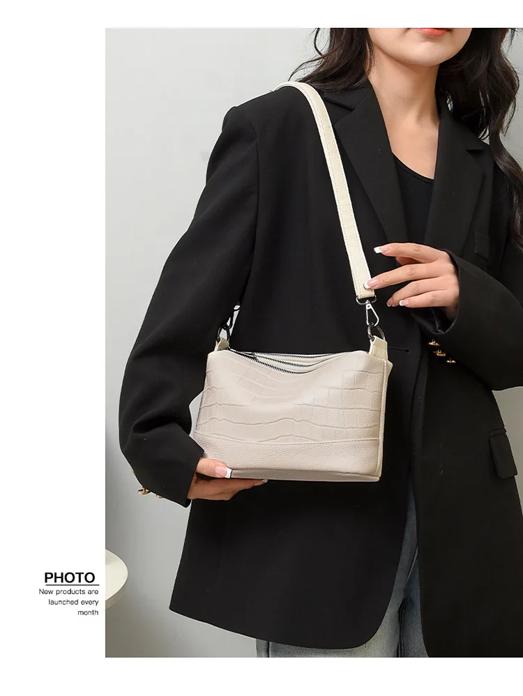 Soft PU Leather Crossbody Bag Multi Pocket Crocodile Purses and Handbag, Ladies Lightweight Travel Shoulder Bag