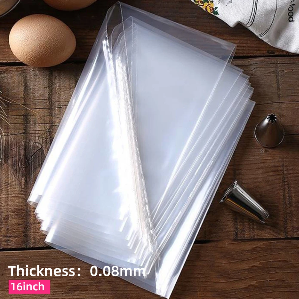 Clear small 20 pcs set 16 inch baking decorating tool plastic custom printed cake cream icing piping disposable pastry bags