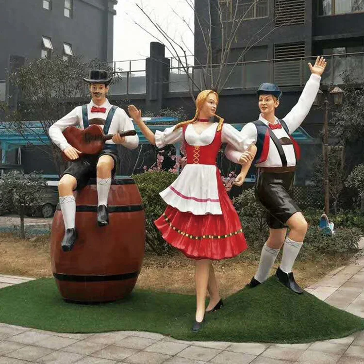 花园玻璃纤维牛仔雕塑西方主题雕塑，带彩绘人物装饰