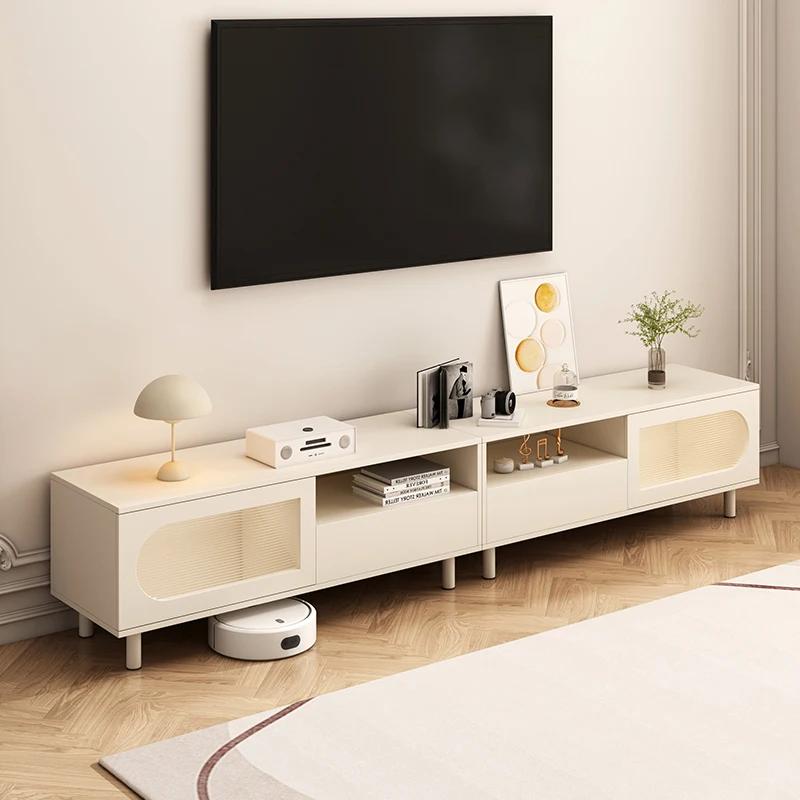 Nordic Multifunctional Square White Wooden Living Room Furniture TV Stand and Coffee Table