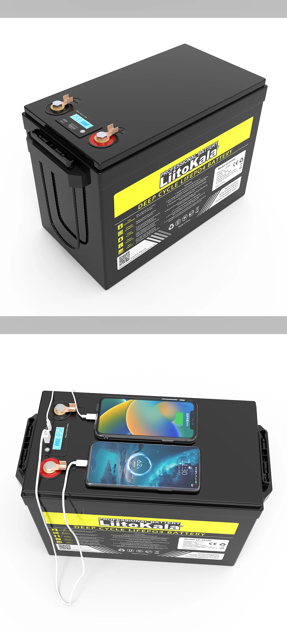 Liitokala Lifepo4 Deep Cycle Battery 24v 100ah Battery 24v Solar