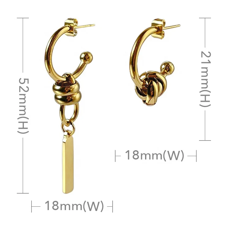 18K Gold Plated Stainless Steel Jewelry C-Shaped Irregular Long Tassel Pendant INS Accessories Earrings E211346