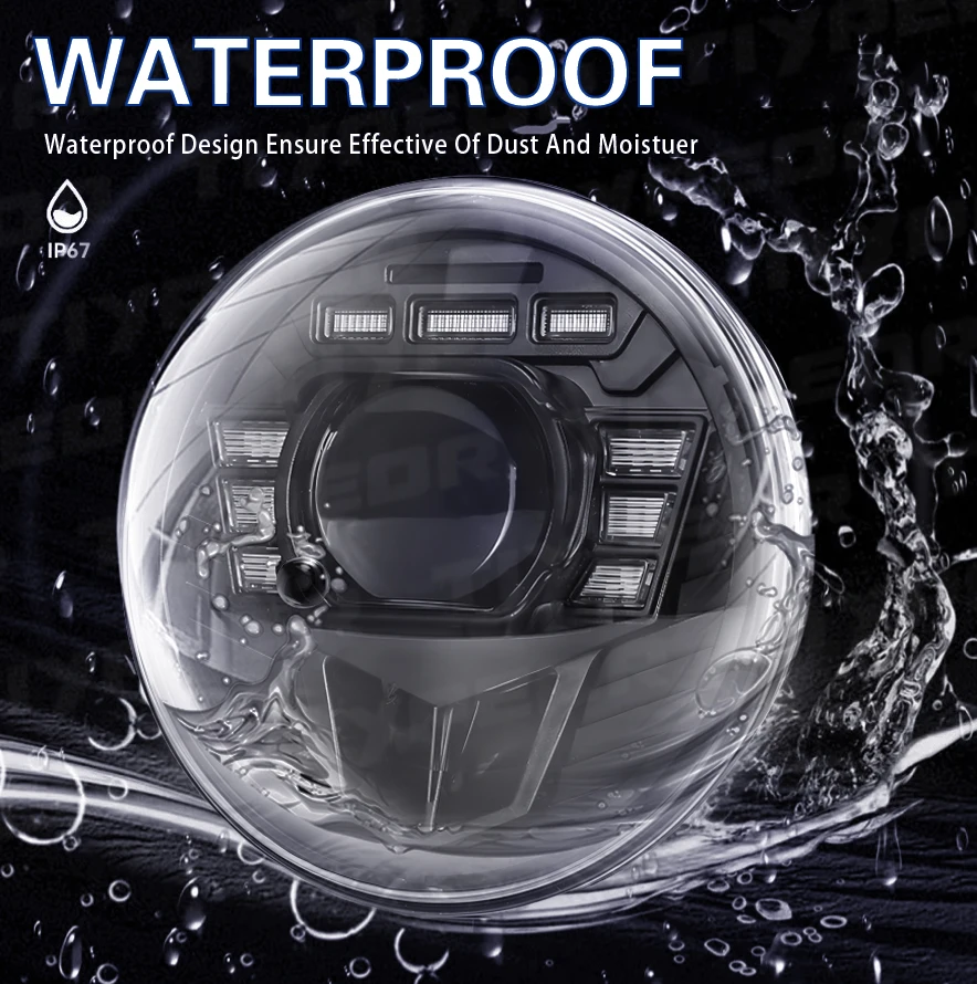 product tiypeor motorcycle round headlight 7inch universal led headlamp compatible with street glide road king ultra classic cvo softail-4