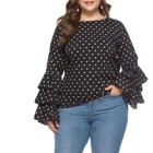 Ladies Blouse New Arrivals Summer Ladies Polka Dot Round Neck Blouse Casual Loose Fashion Blouse