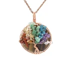 Pendant Tiger's Eye Tree Of Life Pendant Crystal 7 Color Chakra Cluster Pendant Tiger's Eye Tree Of Life Pendant