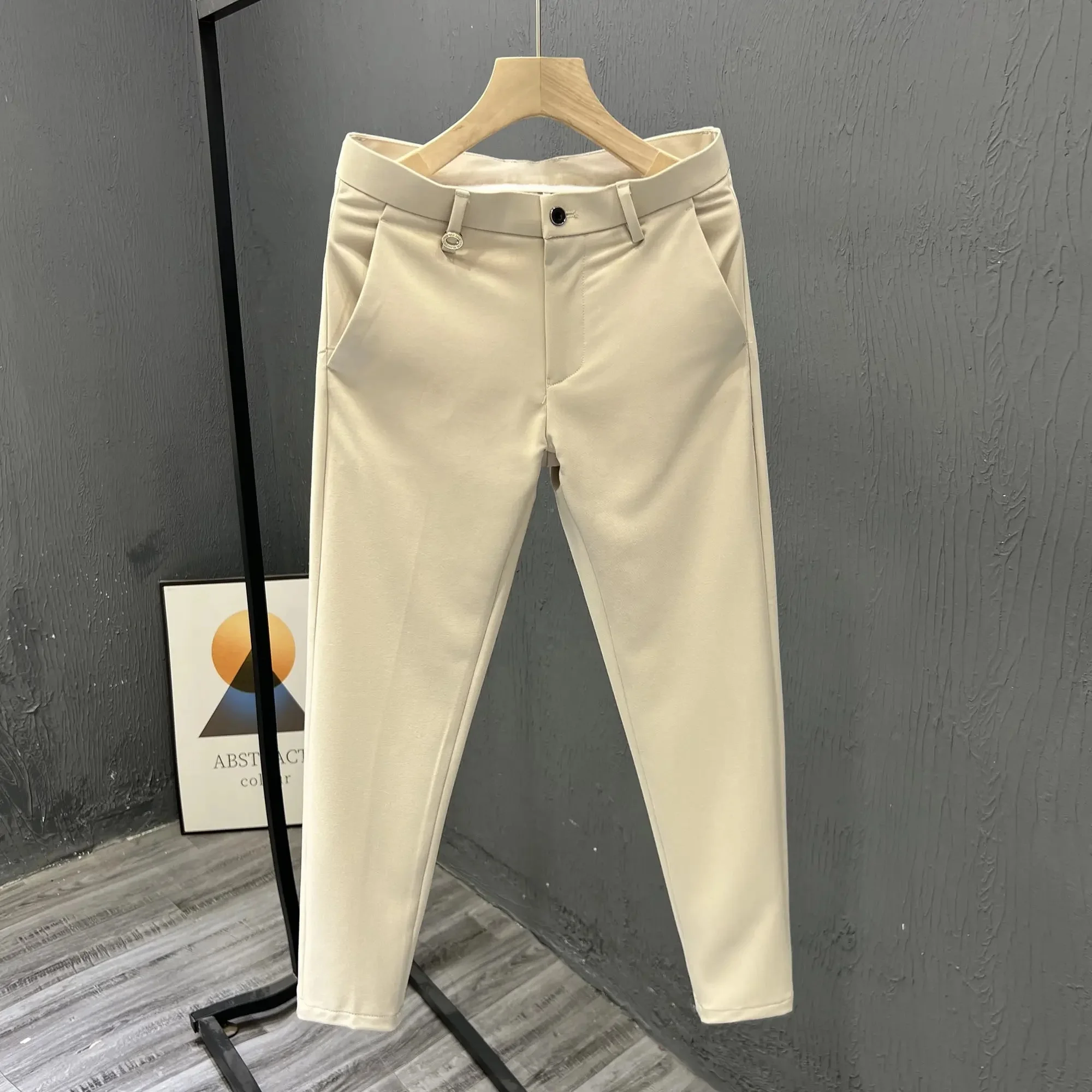 Streetstyle Wholesale Blank Office Khaki Mens Golf Pants Black Cotton Spandex Chino Casual Men Golf Trousers