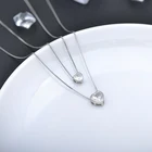 925 Sterling Silver Necklace Double Layer Heart 925 Sterling Silver 3A Zirconia Bead Necklace