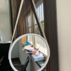 2022 Hanging Plastic Frame 30CM Large Gold Black Circle Round Wall Mirror For Bathroom Living Entry