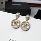Earring Classic Big Size Pearl Drop Earring Letter CC Classic Jewelry