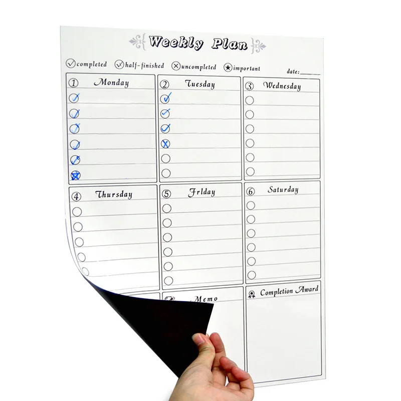 Custom Dry Erase Magnetic Calendar Whiteboard Fridge Magnet Flexible Daily Message Stickers for Monthly Schedule Planner