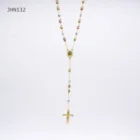 Rosary JHN132 High Quality Gold Plated 3 Color Rosary Religious Necklace Zircon Necklace