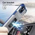Car 2 In 1 New Design TPU+PC Car Magnetic Kickstand Transparent Phone Case For IPhone 13