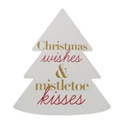 Wooden Gift Wood White Christmas Tree With Glitter Gold Letters Tabletop Wooden Decorations For Home Gift