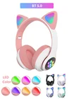 Headphones Stereo Wireless Headphones LED Cat Ears Headset Gaming Noise Canceling Stereo Wireless Earphones