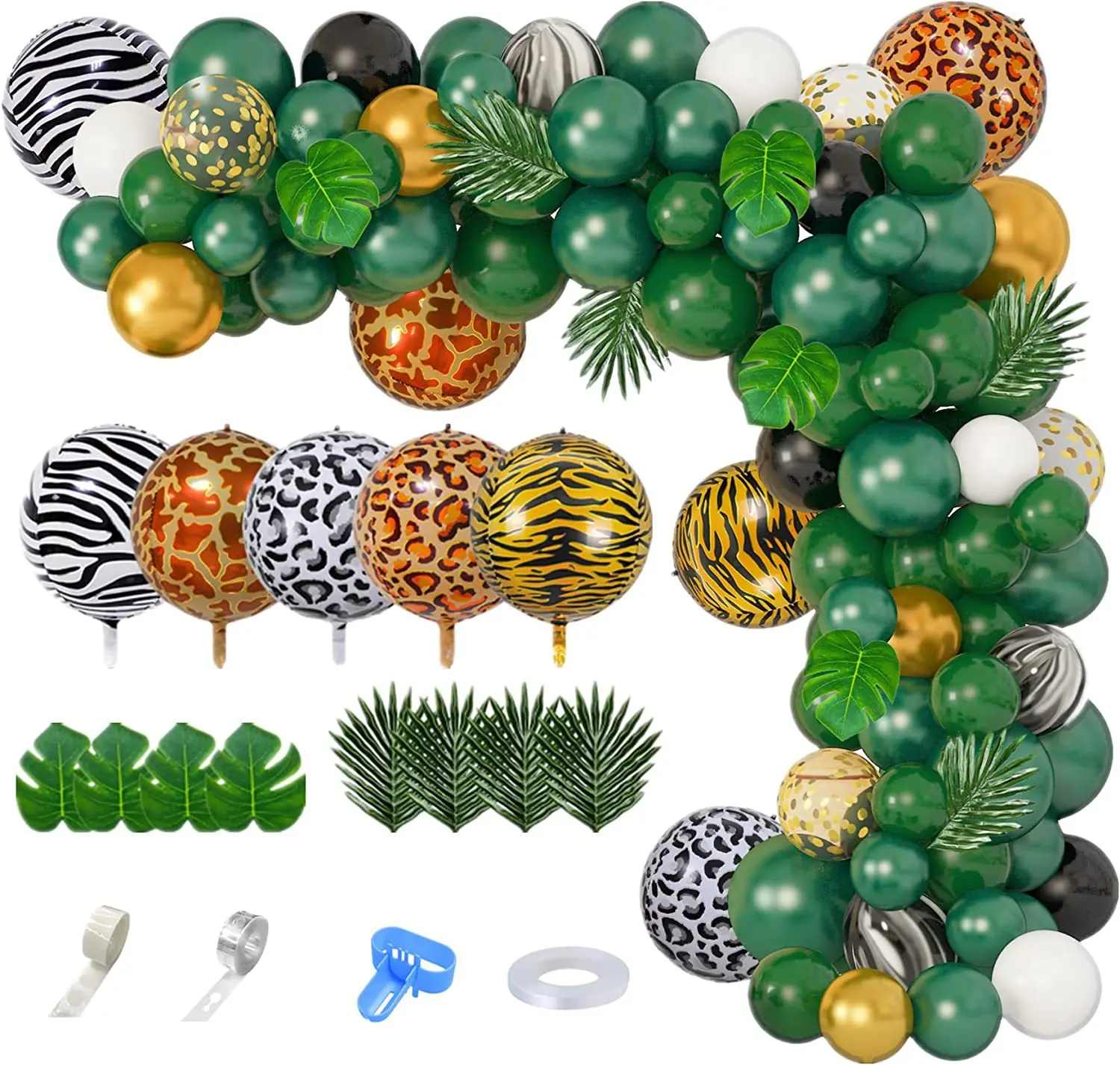 Jungle Zoo Balloon Chain Set 4D Animal Print Aluminum Film Balloon Birthday Wedding Festive Party Background Decoration