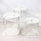 Round Tall Clear Cylindrical Pattern Transparent Round Cake Box Flower Gift Dustproof Exhibition Storage Box