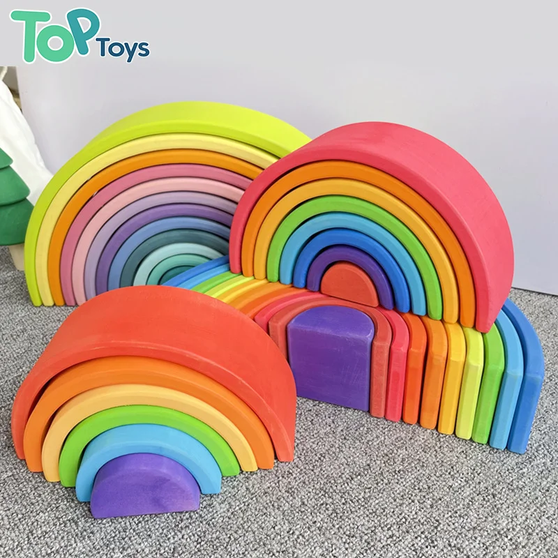 wooden rainbow block set