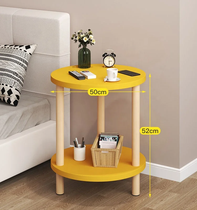 Bedroom double layer Circle small Cabinet Simple mini  side tea table Household storage bedside cabinet