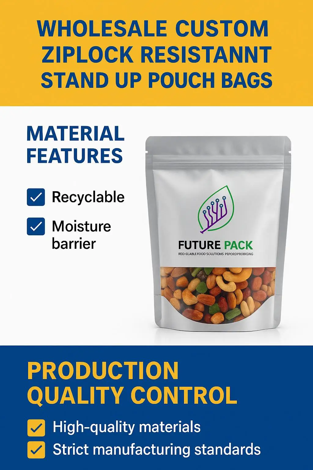 Custom Printed Food-Grade Child-Resistant Stand-Up Pouch for Gummy and Edible Packaging - detail 9