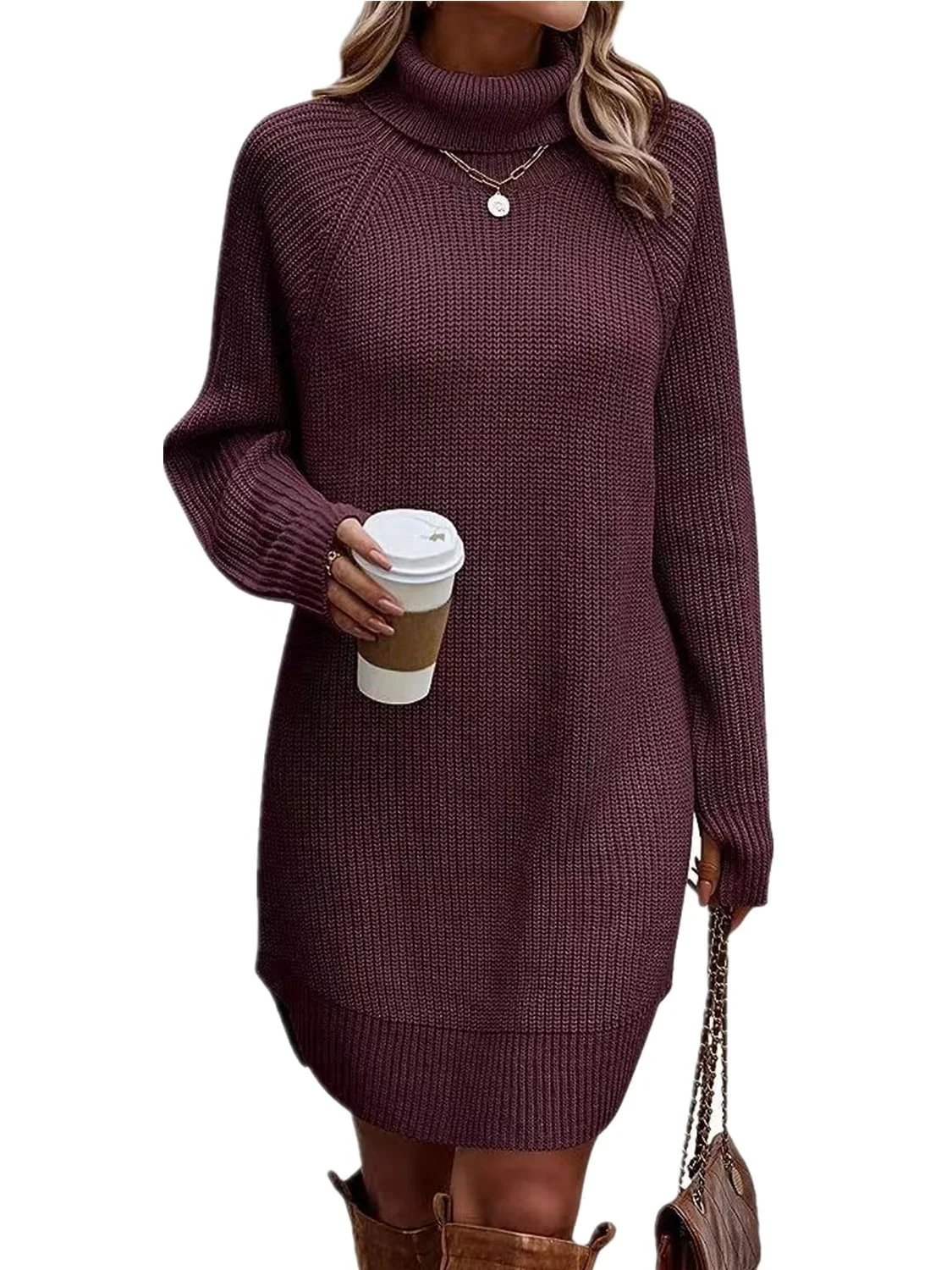 Wholesale women's best-selling crew neck loose knit oversized plain sweater for women