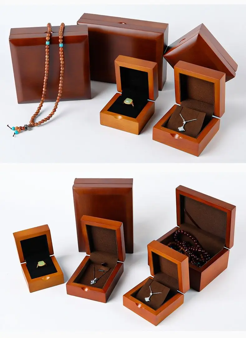 Luxury Solid Wood Jewellery Packaging Set Boxes Gold Coin Wood Box