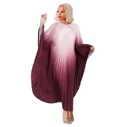 fall 2023 women clothes street Elegant fashion cape bat sleeve pleated fabric for dresses