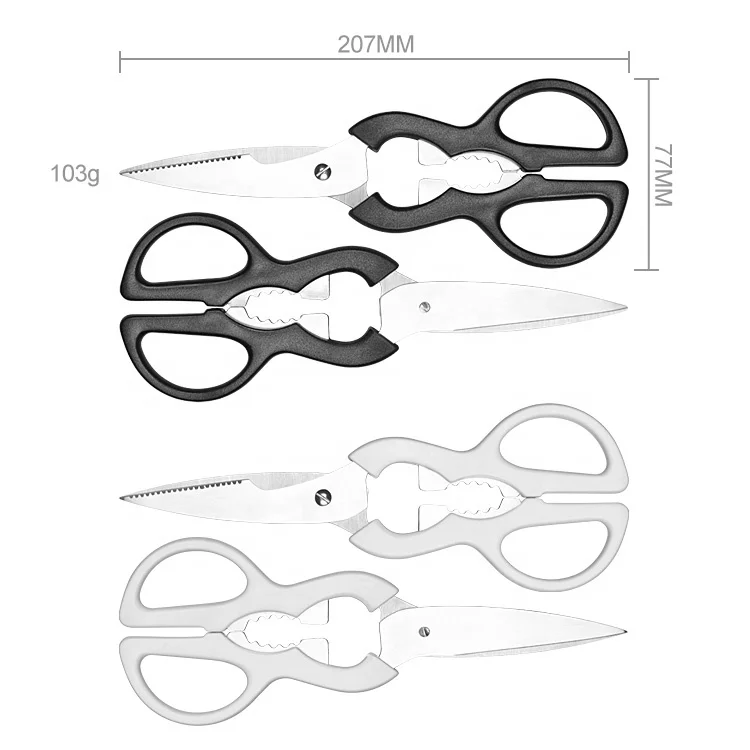 Heavy Duty Meat Fish Utility Scissors Multi Purpose Chicken Bone Poultry Cooking Kitchen Shears With Can Opener