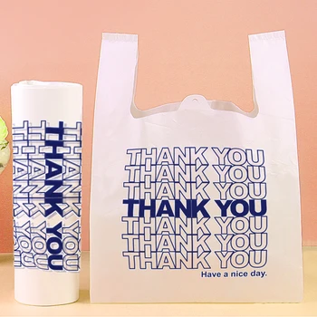 Custom Design White Translucent Plastic Bag Disposable Good Loading "THANK YOU" Bag