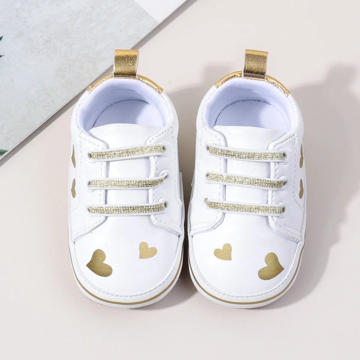 White PU Baby Girl Sport Shoes Breathable Anti-Slippery Fashion Trend for Toddler Spring Autumn Seasons details