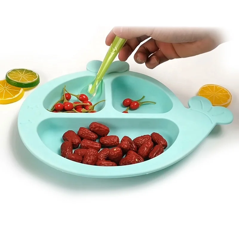 Wellfine New Arrival Silicone Suction Plate Baby Divided Toddler Silicone Suction Plate Safe Kids Dishes