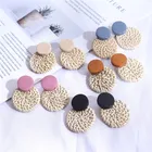 Wooden Earrings Earrings Wholesale Creative Cute Girl Wooden Rattan Geometric Round Earrings