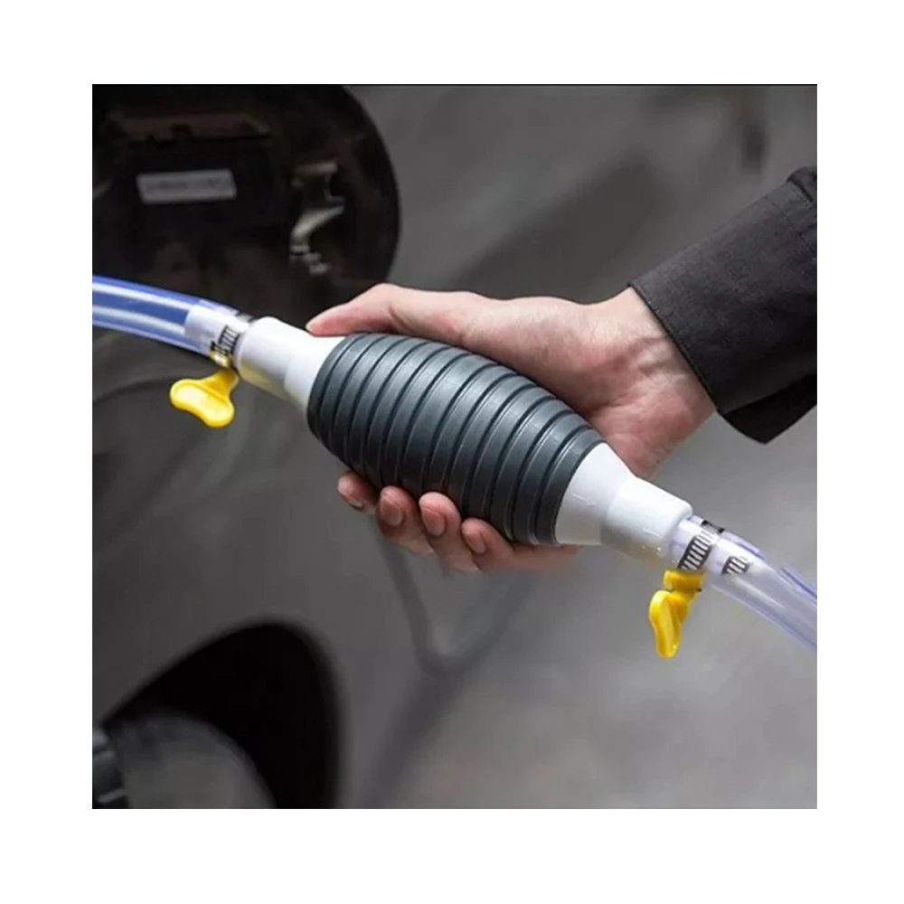 GQQ Car Fuel Tank Sucker Fuel Line Assembly Hand Transfer Fuel Pump with 15Mm Anti-Static PVC Hose Portable Hand Siphon Pump for Car Marine Fish Tank air Bag Ball 