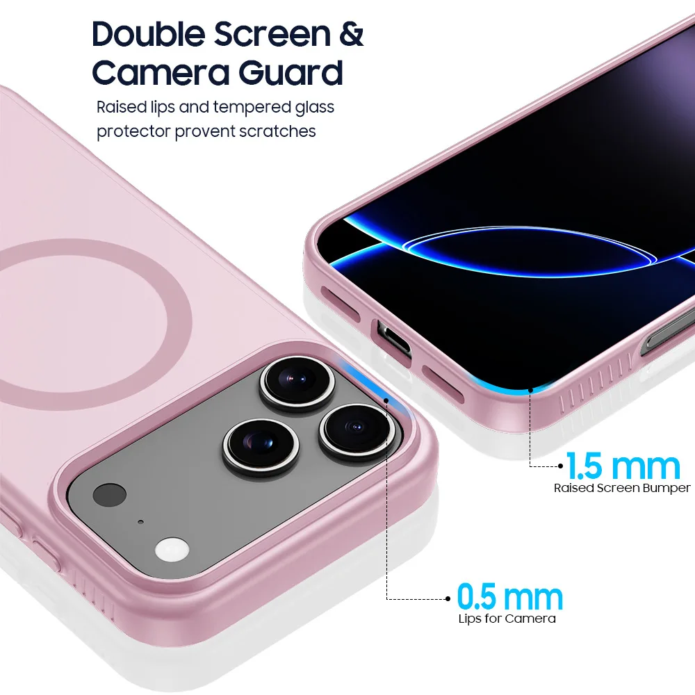 product tpu and pc material six colors available satin finish magnetic phone case for iphone 17 series laudtec-3