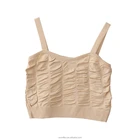Top Customize Candy Coloured Cotton Ruched Stretch Square Neck Tank Top