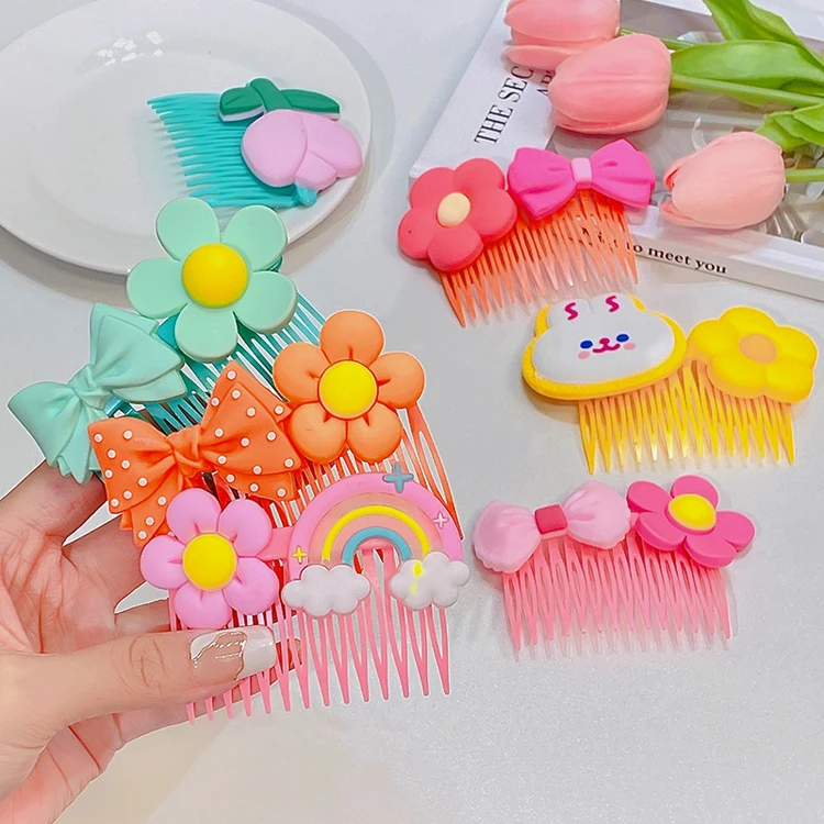 2022 new Girls baby hairpin children's cartoon flower  hairpin comb non-slip hair accessories