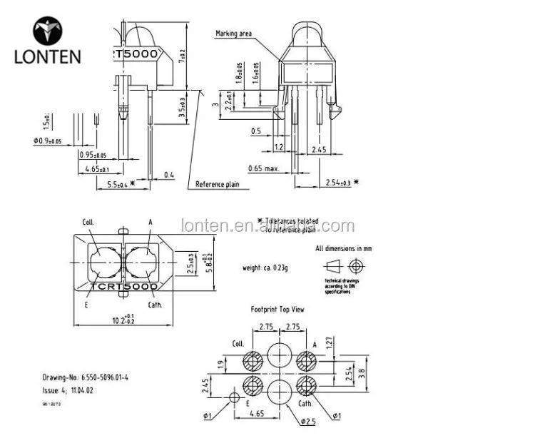 用于ard 的 lonten 20 pcs tcrt5000l tcrt5000 反射式红外光学传感器