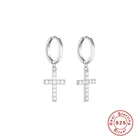Earrings For Men 925 Sterling Silver Cubic Zirconia Gold Hoop Cross Earrings For Men Girls