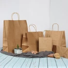 Paper Bags Wholesale Biodegradable Brown Black White Pink Blue Custom Personalized With Logo Handle Kraft Paper Bags