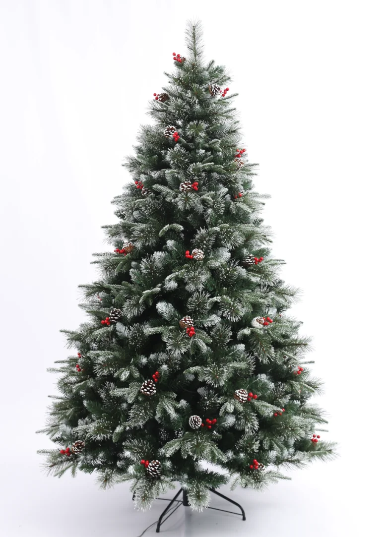 China Wholesale Pine Needle Christmas Tree Nice Natural Green & White Snow for Festival Celebration Decorations factory