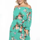 Floral Elegant Flower Print Floral Off Shoulder 2021 Summer Long Plus Dress