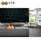 Tiles Custom Nature Black Marble Sahara Noir Black Marble Tiles For Interior Lounge Wall Design
