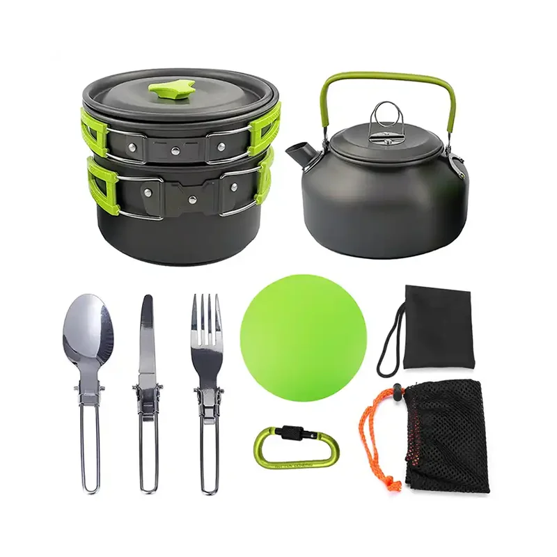 Hot Selling Camping Cookware Aluminium Alloy Folding Camping Cooking Set Camping Accessories