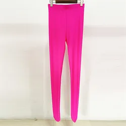 Hot Pink Leggings Fluorescent Pink 2023 Rose Elastic Tight Socks High Waisted Compression Leggings Seamless Bodysuit Stockings